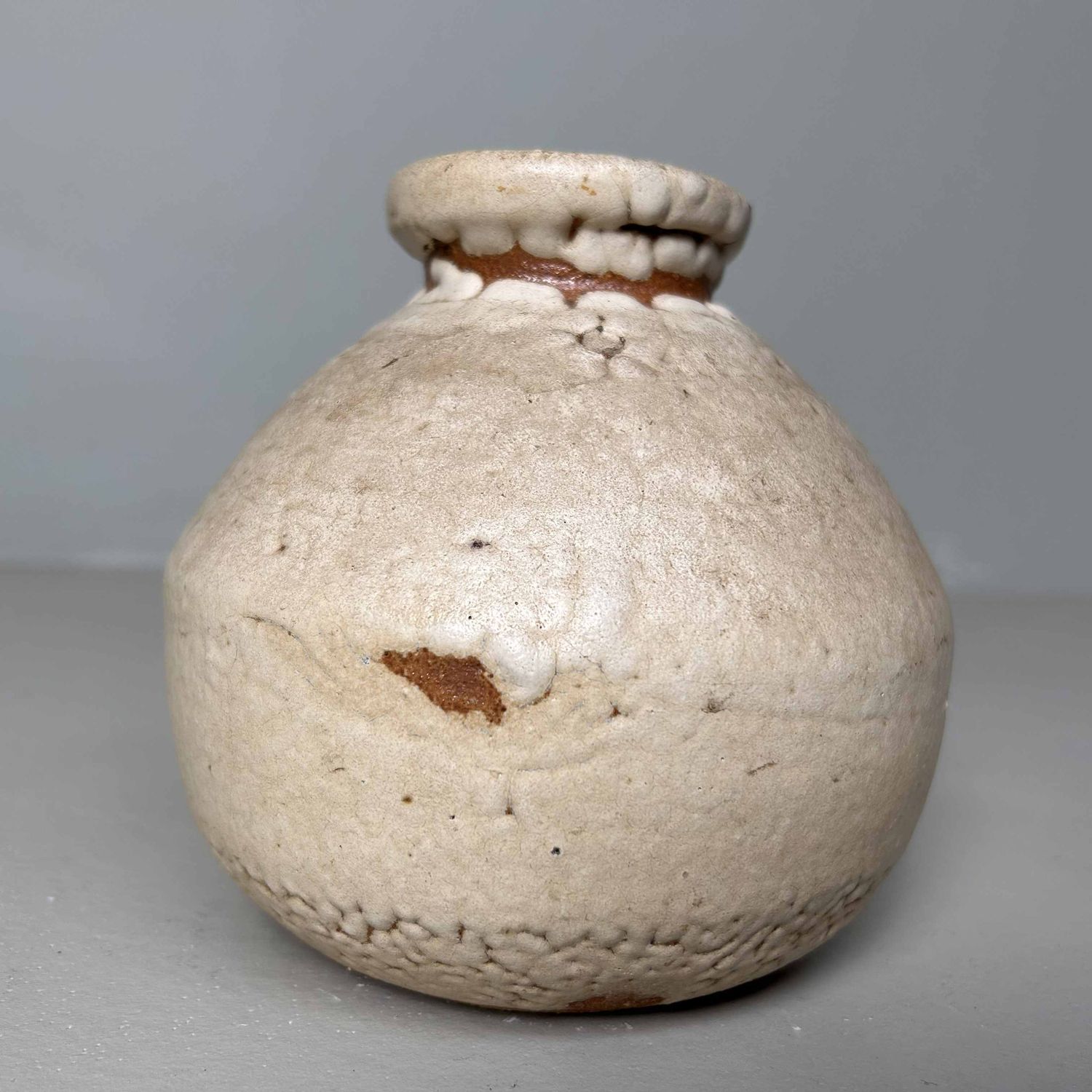 Glazed Earthenware Ikebana Flower Vase, Agano Yaki, Japan.