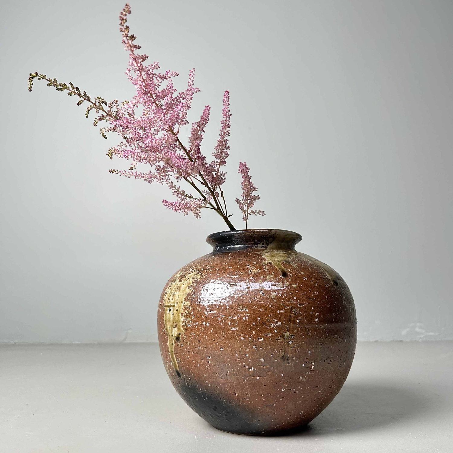 Mid Century Shigaraki Ikebana Flower Vase, Japan.