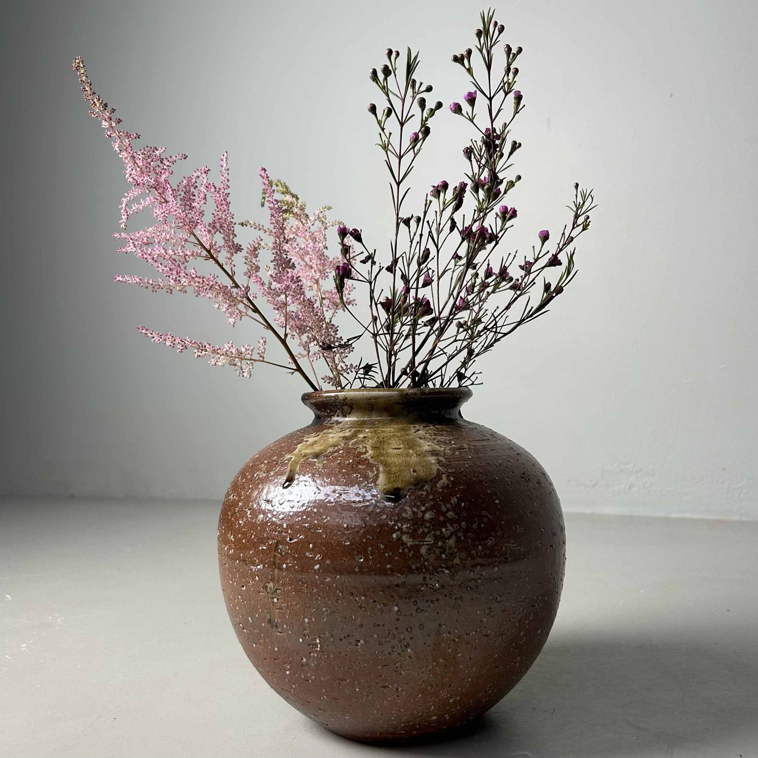 Mid Century Shigaraki Ikebana Flower Vase, Japan.