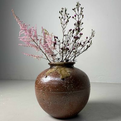 Mid Century Shigaraki Ikebana Flower Vase, Japan.