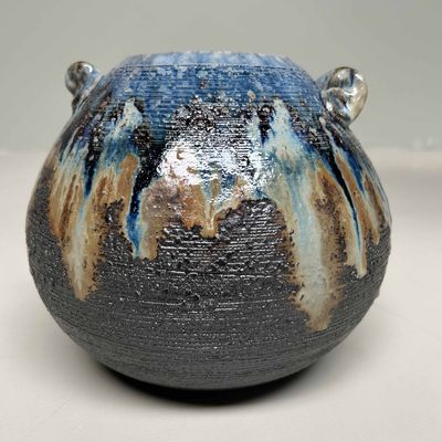 Shigaraki-Yaki Ikebana Flower Vase, Shōwa Period, Japan.
