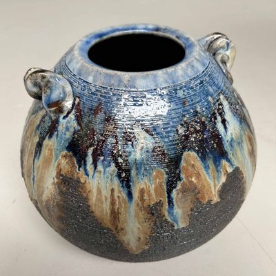 Shigaraki-Yaki Ikebana Flower Vase, Shōwa Period, Japan.