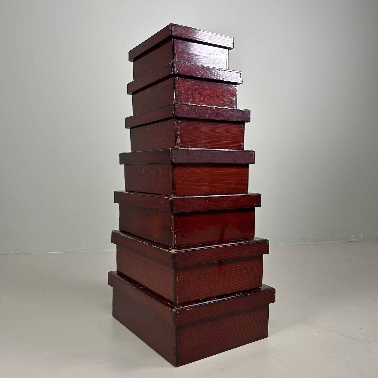 Set of 7 Kiridame Wooden Nesting Boxes, Taishō Period, Japan.