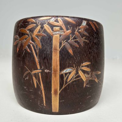 Antique Kiri Maki-e Hibachi 'Bamboo', Meiji era, Japan.