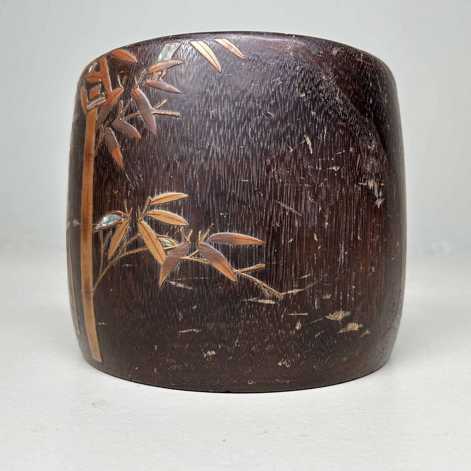Antique Kiri Maki-e Hibachi 'Bamboo', Meiji era, Japan.