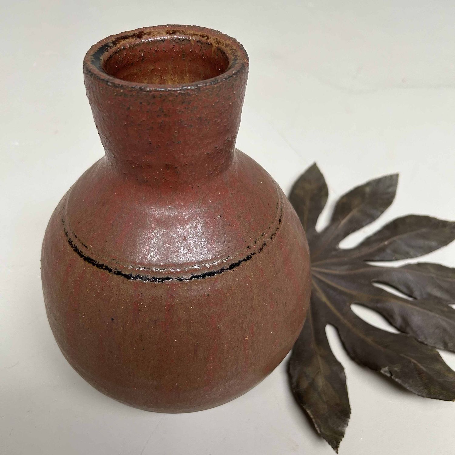 Keramieken Ikebana Bloemenvaas, Agano Yaki, Watari Takahisa, Japan.