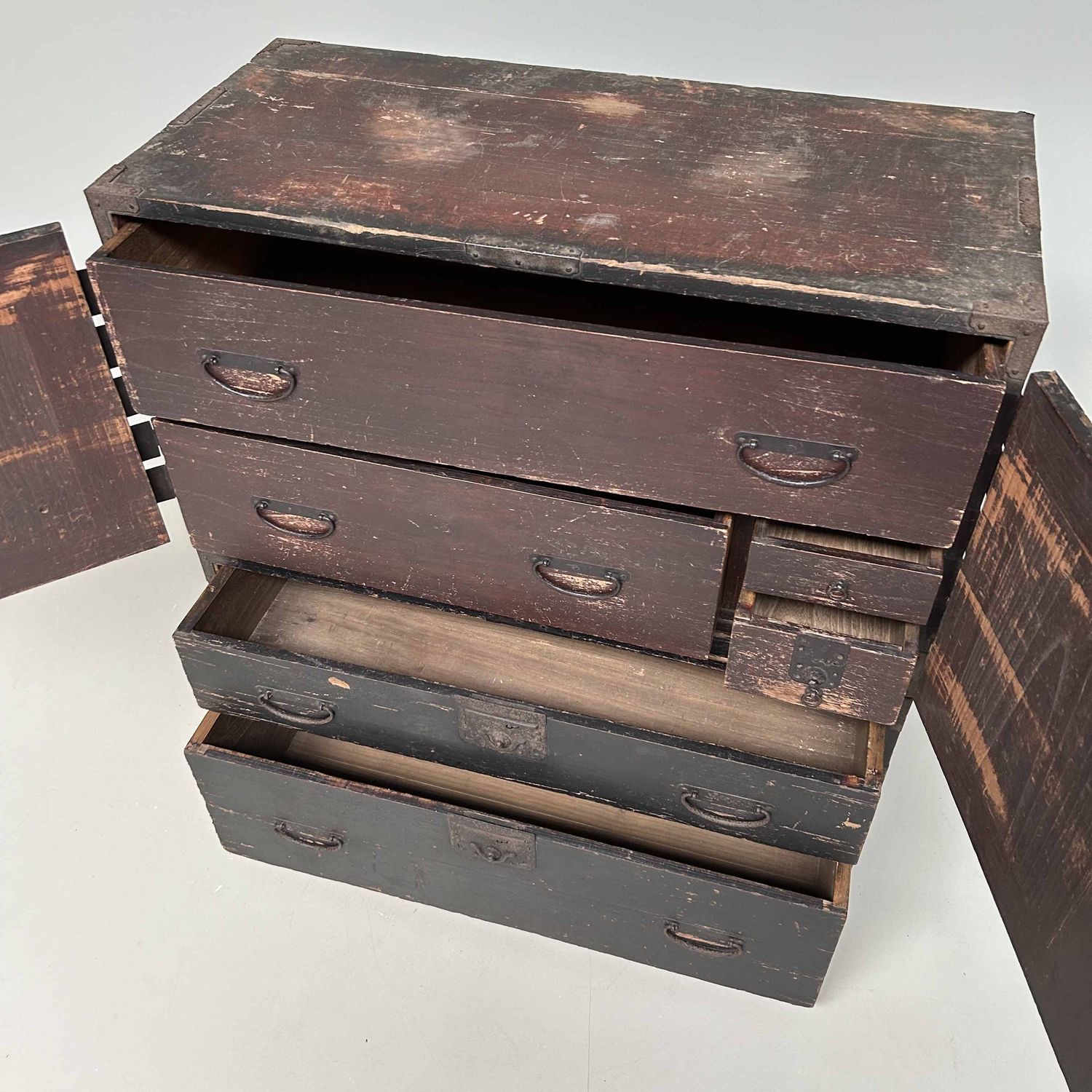 Two-Piece Lacquer Chest of Drawers Japanese Tansu, Meiji Era.