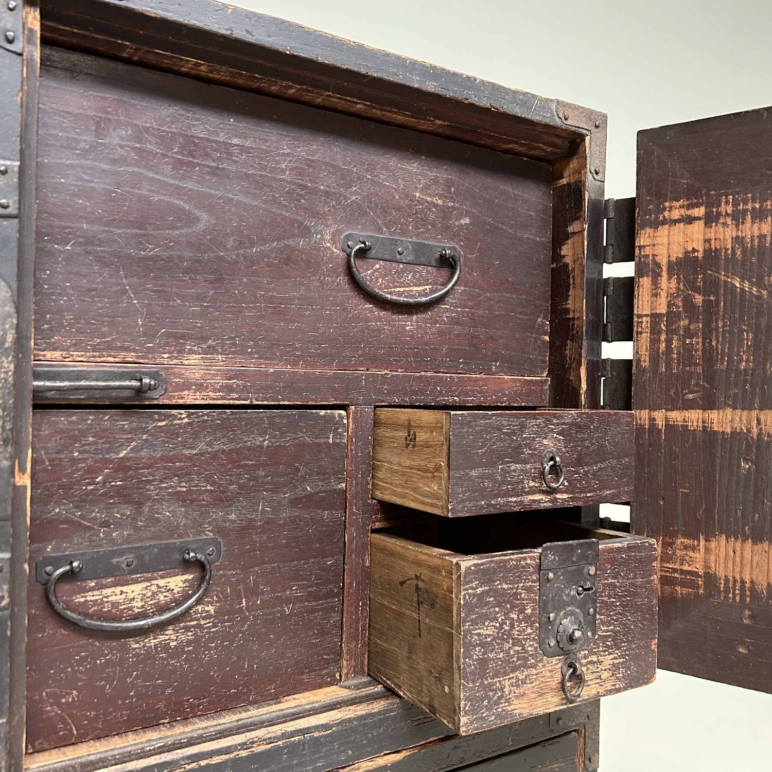 Two-Piece Lacquer Chest of Drawers Japanese Tansu, Meiji Era.