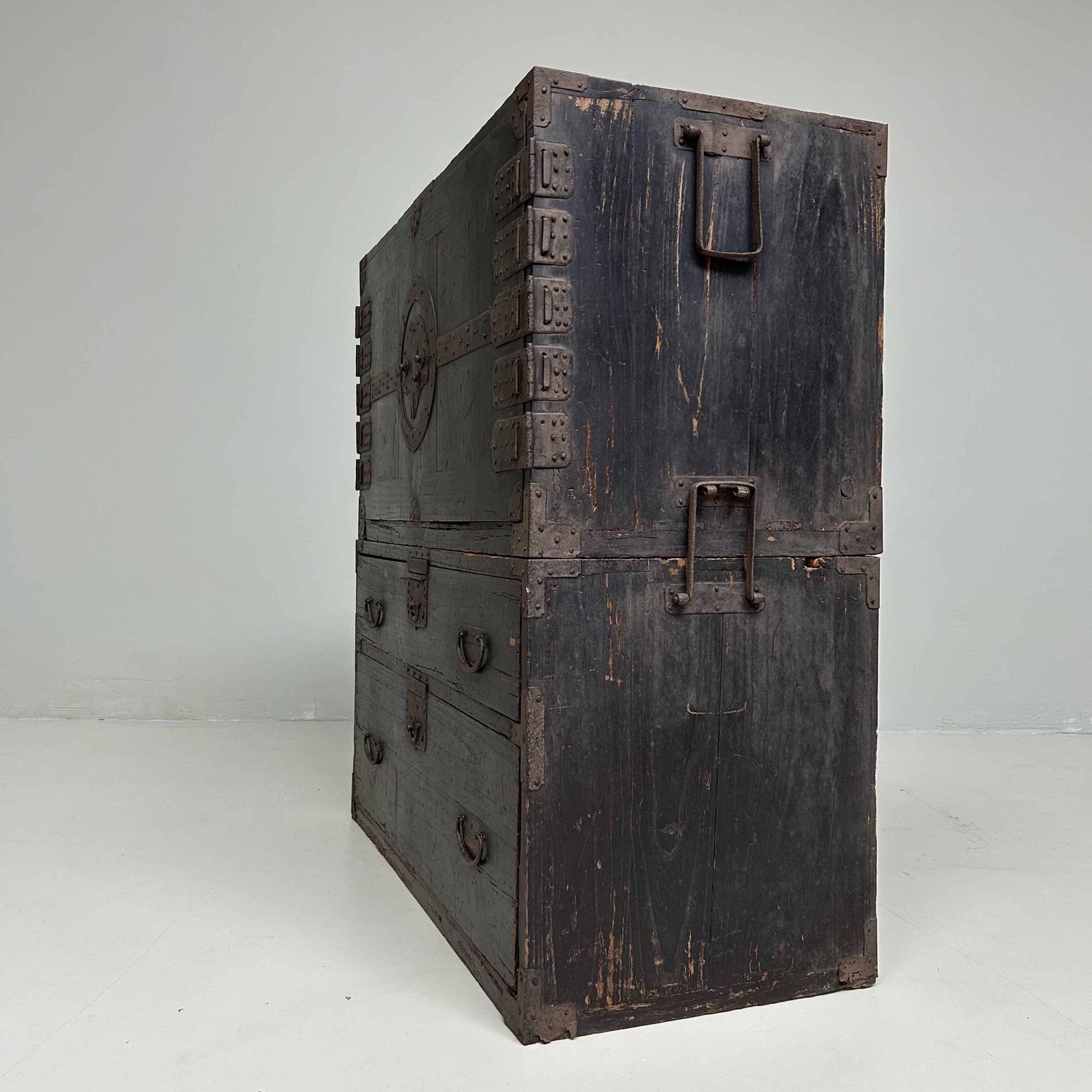 Two-Piece Lacquer Chest of Drawers Japanese Tansu, Meiji Era.