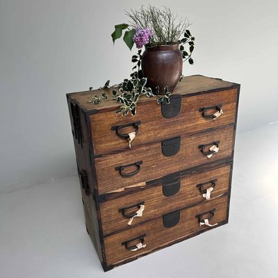 Authentic Japanese Kimono Tansu Chest of Drawers, Meiji Period.