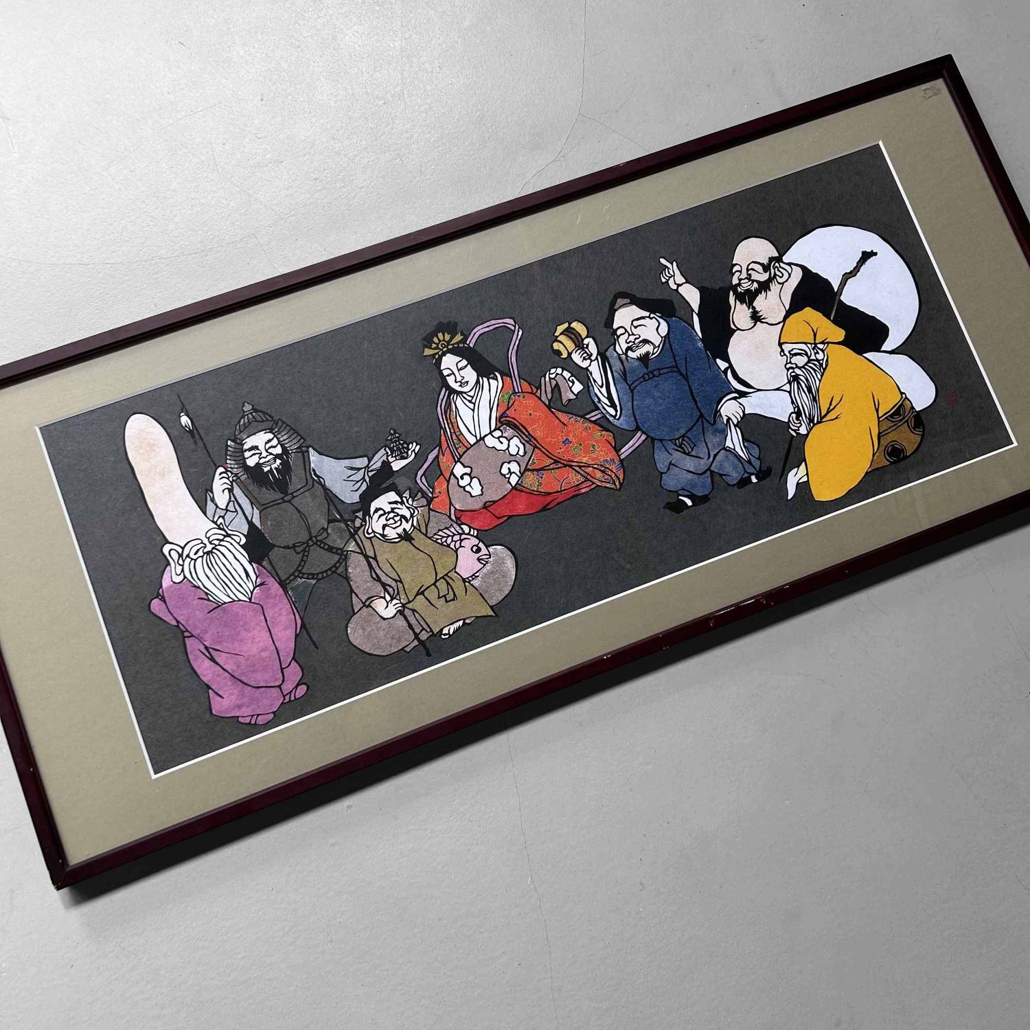 Muurdecoratie "Shichifukujin, Seven Lucky Gods", Shōwa-periode, Japan.