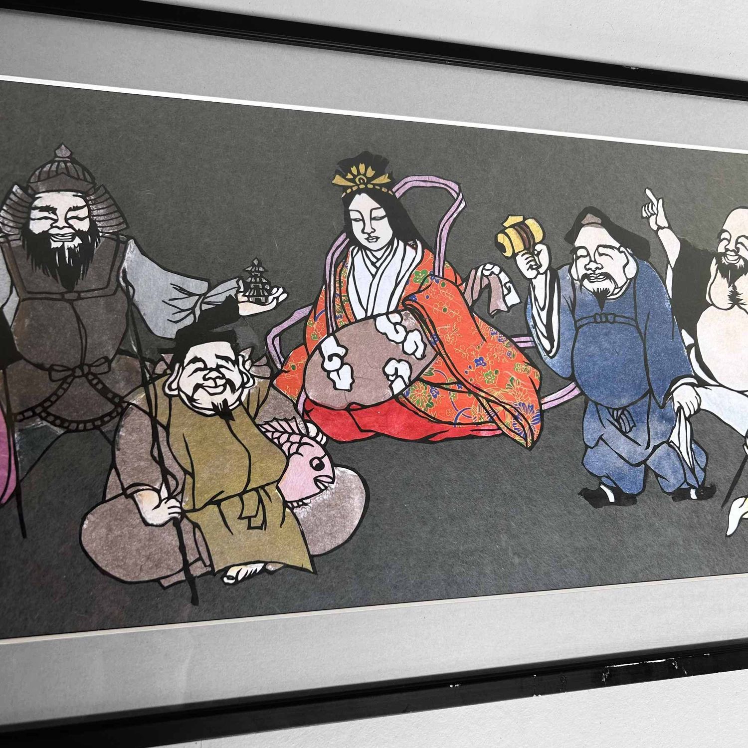 Muurdecoratie "Shichifukujin, Seven Lucky Gods", Shōwa-periode, Japan.