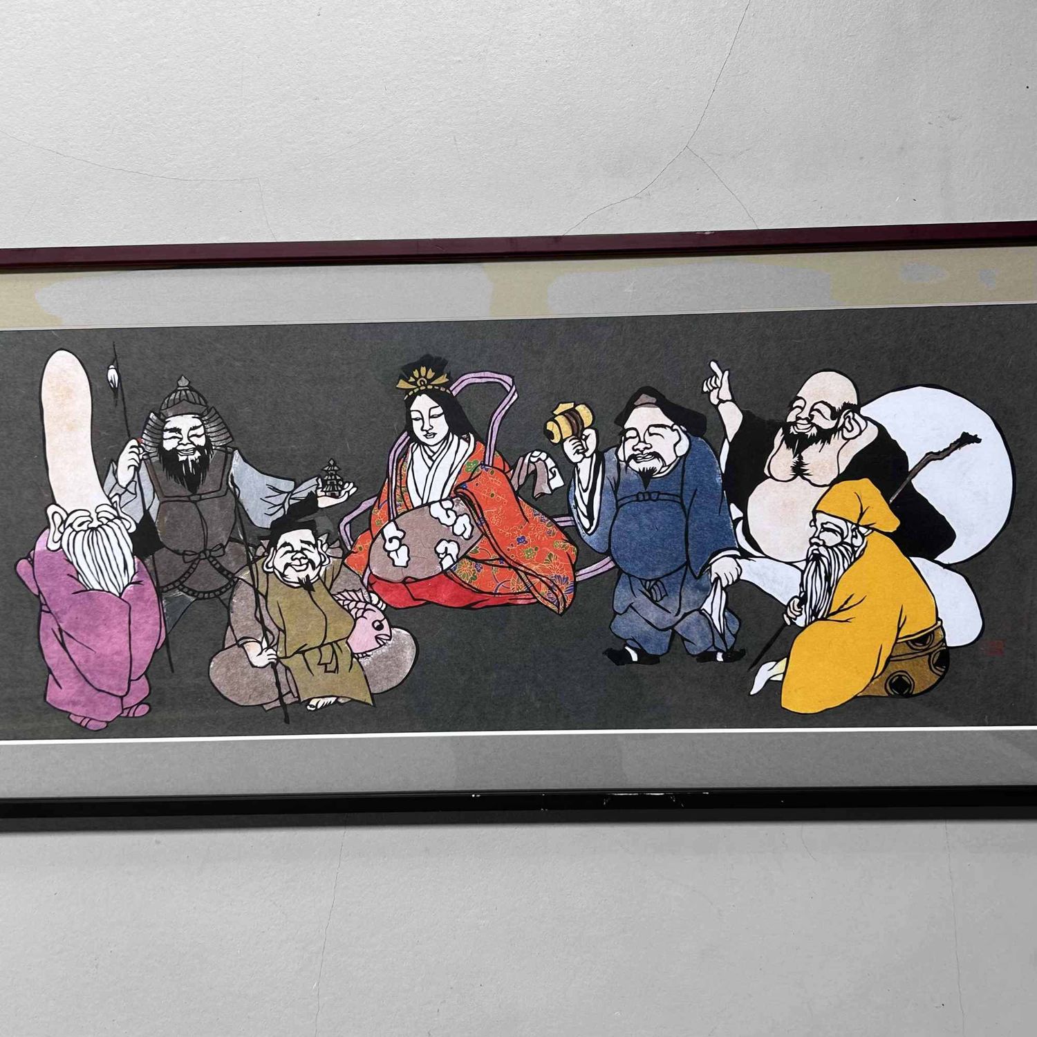 Muurdecoratie "Shichifukujin, Seven Lucky Gods", Shōwa-periode, Japan.