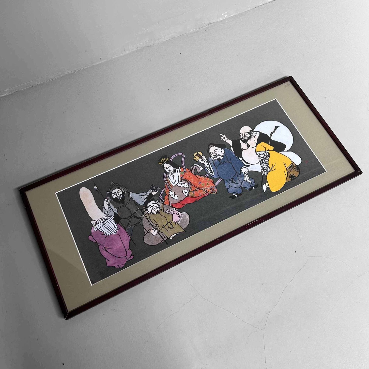 Muurdecoratie "Shichifukujin, Seven Lucky Gods", Shōwa-periode, Japan.