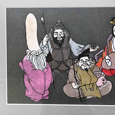 Wall Decoration "Shichifukujin, Seven Lucky Gods", Shōwa Era, Japan.