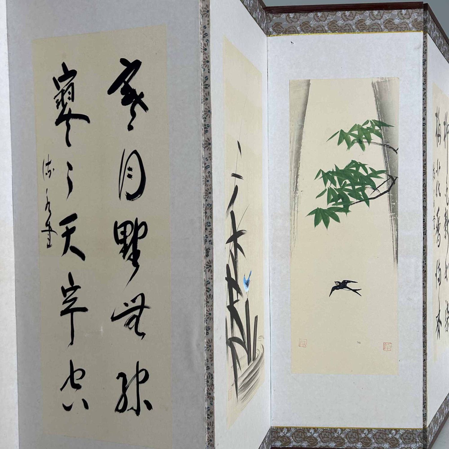 Byōbu (屏風), Decorative Japanese Folding Screen, Shōwa Period.