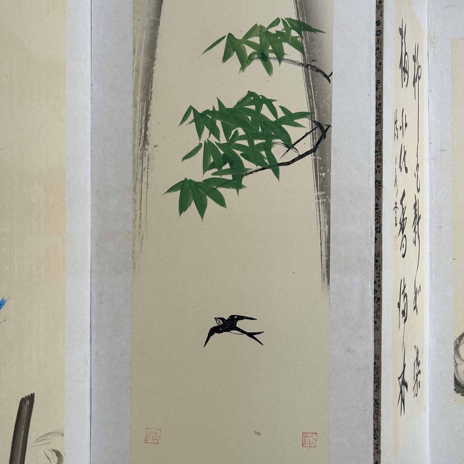 Byōbu (屏風), Decorative Japanese Folding Screen, Shōwa Period.