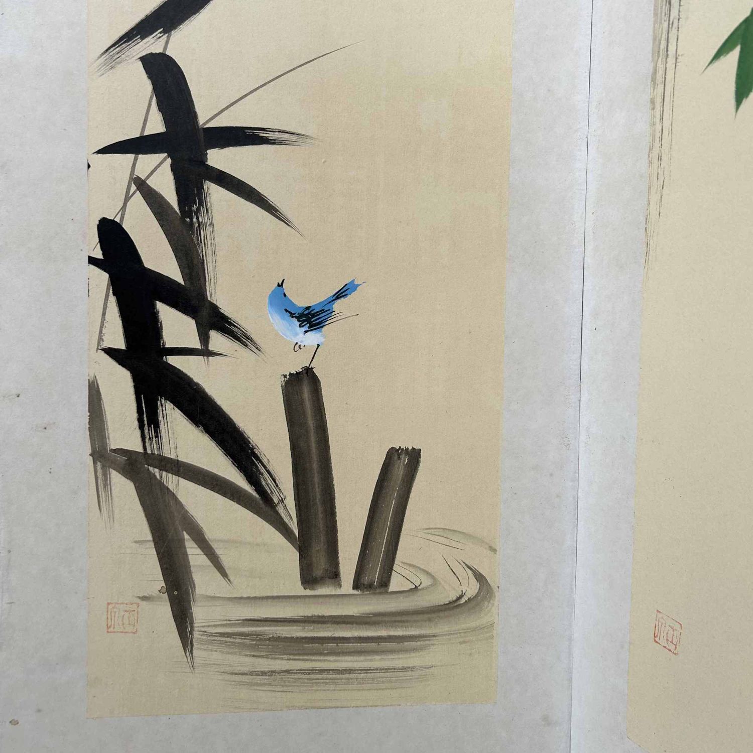 Byōbu (屏風), Decorative Japanese Folding Screen, Shōwa Period.