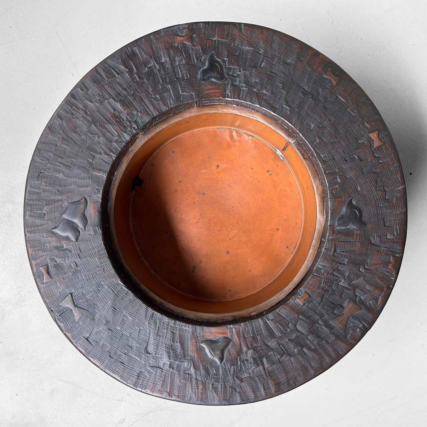 Large Wood Carved Antique Hibachi, Meiji Period, Japan.