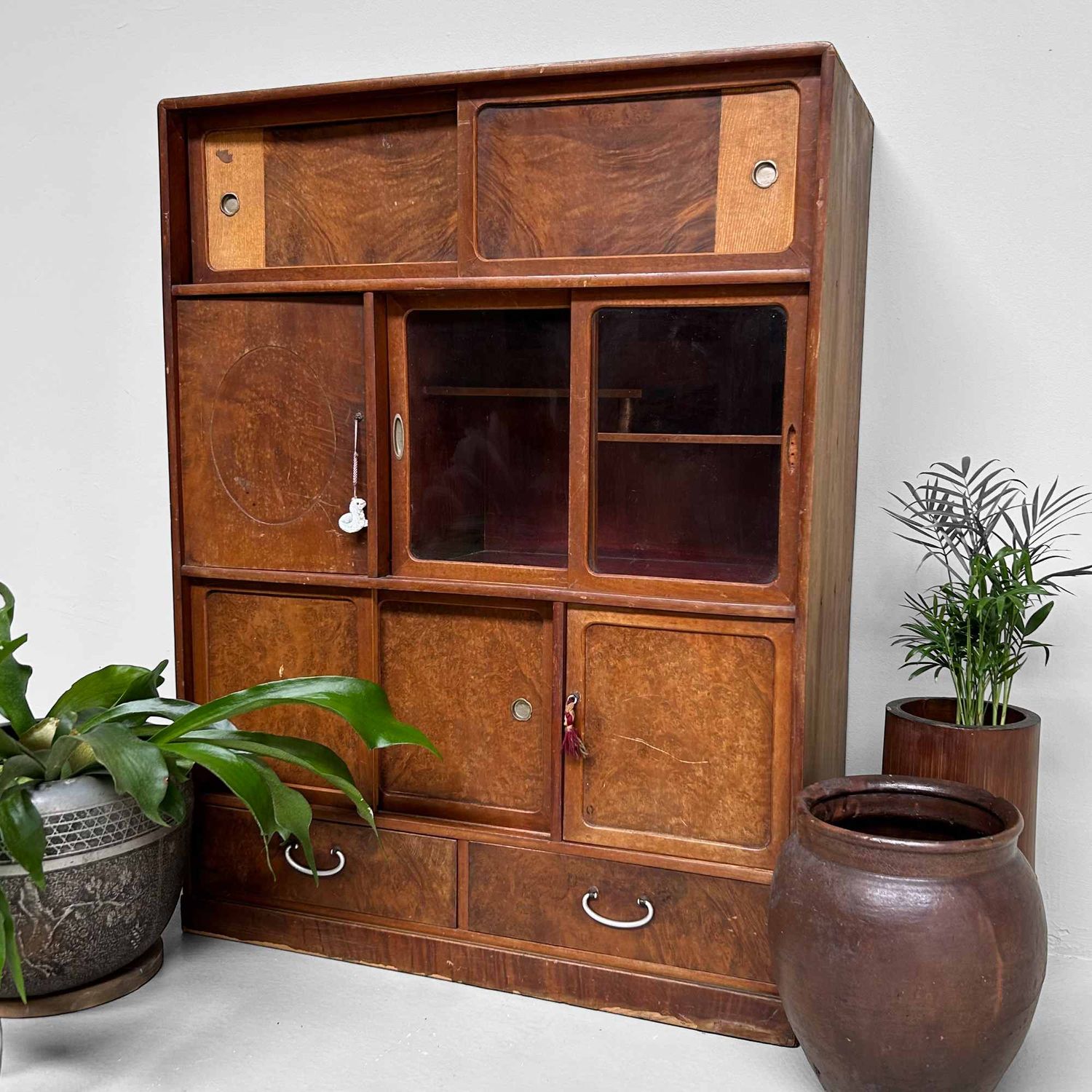 Mid Century Cha Tansu, Japanse Theekast, Shōwa Periode.