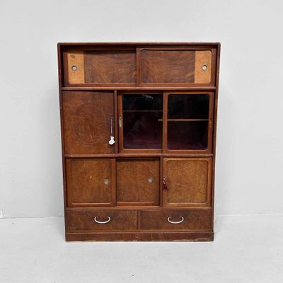 Mid-Century Cha Tansu, Japanese Tea Cabinet, Shōwa Period.