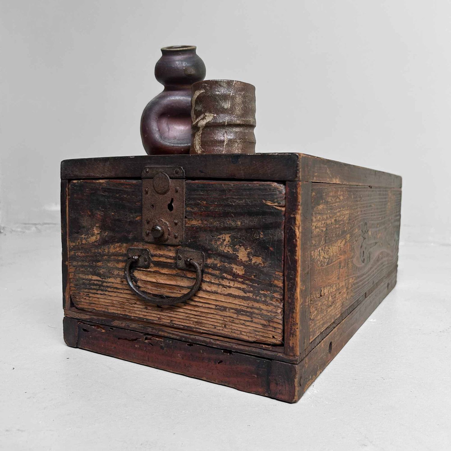 Antique Kake-Suzuri (懸硯) Document Cabinet, Meiji Period, Japan.