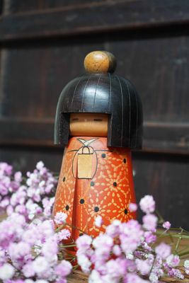 Wooden Vintage Kokeshi Doll, Kazuo Takamizawa, Japan.