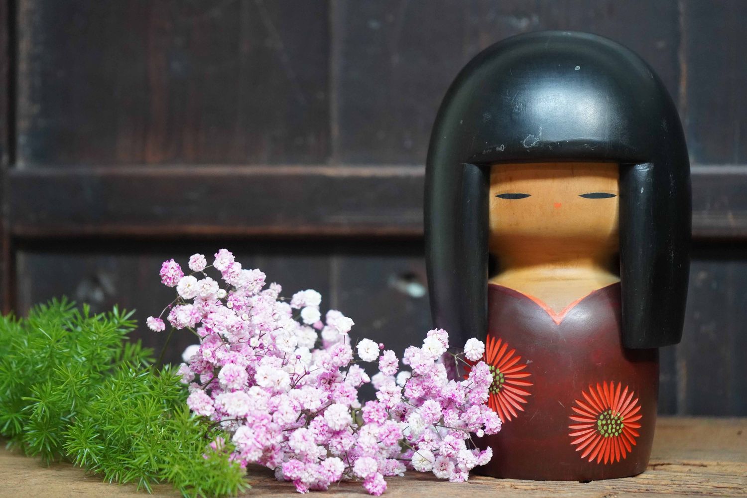 Vintage Gunma Kokeshi door Ryoka Aoki, Japan.