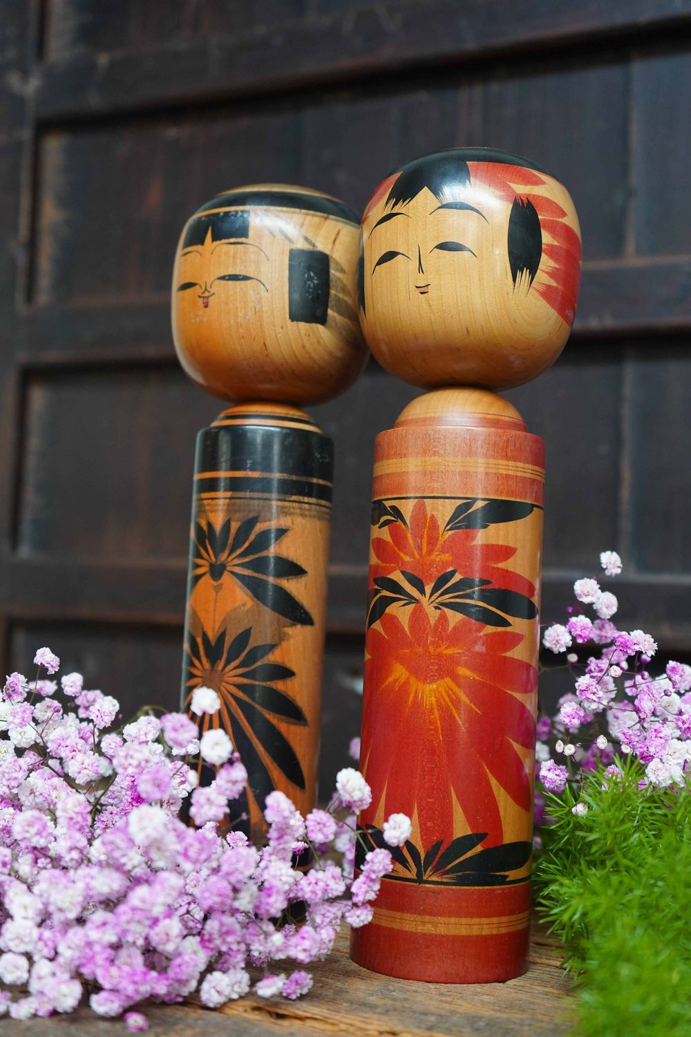 Set of 2 Vintage Traditional Kokeshi, Japan.