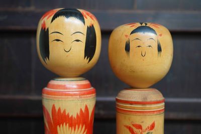 Set of 2 Vintage Traditional 'Narugo' Kokeshi by Yusa Fukuju and Sakurai Shoji, prefecture Miyaka, Japan.