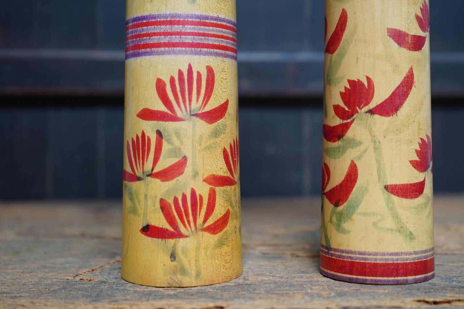 Set Vintage Traditional 'Hijiori' Kokeshi by Sato Jyunosuke and Sato Shoichi, Japan. Set Vintage Traditional 'Hijiori' Kokeshi by Sato Jyunosuke and Sato Shoichi, Japan.