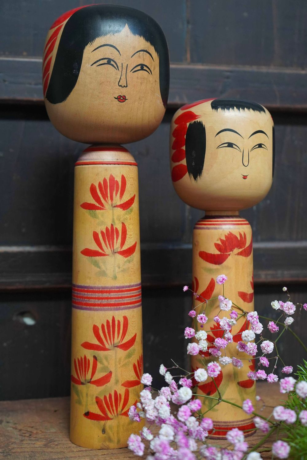 Set Vintage Traditional 'Hijiori' Kokeshi by Sato Jyunosuke and Sato Shoichi, Japan. Set Vintage Traditional 'Hijiori' Kokeshi by Sato Jyunosuke and Sato Shoichi, Japan.