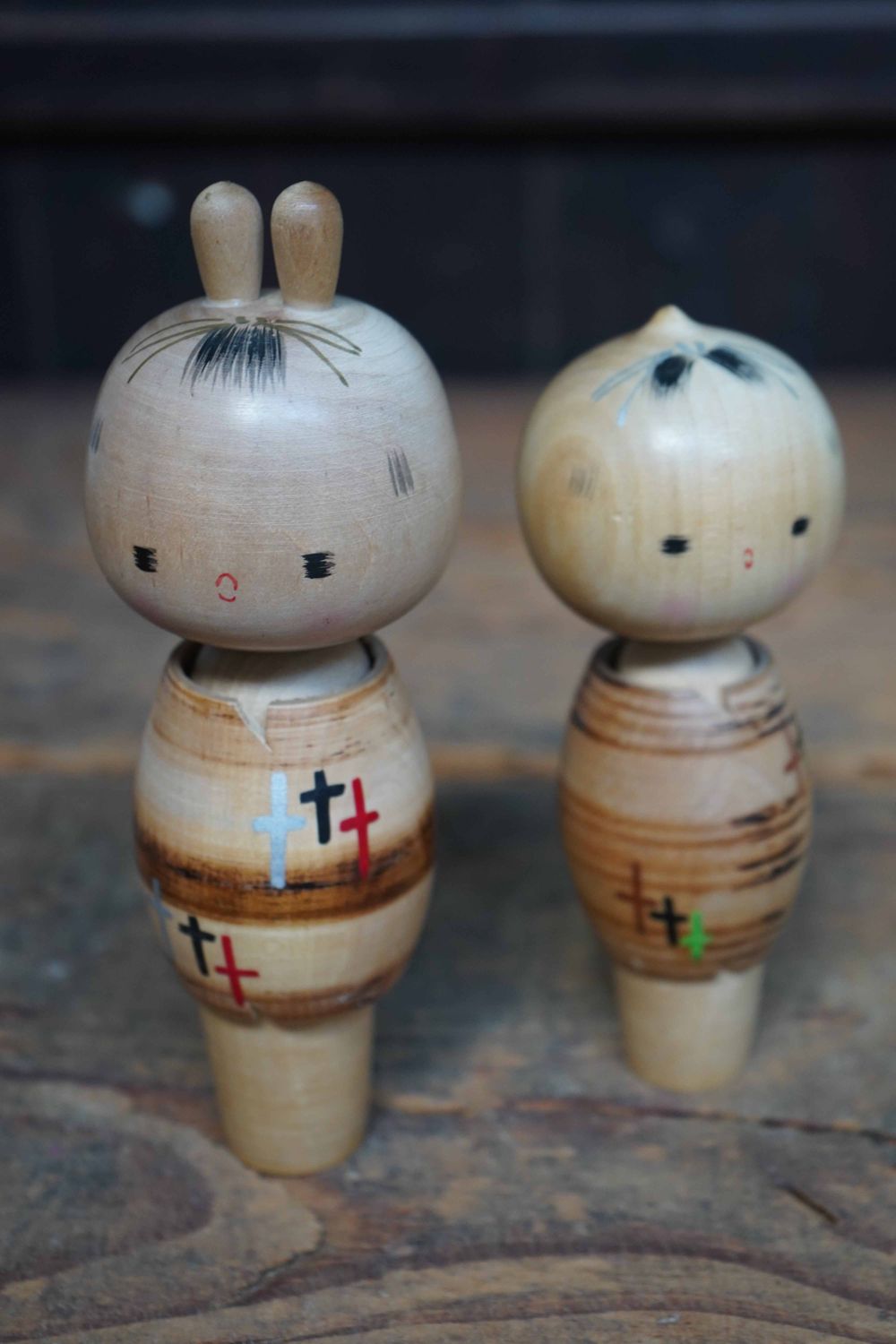 Set Vintage Sosaku Kokeshi by Maruyama Hougetsu 丸山抱月, (1948-), Japan.