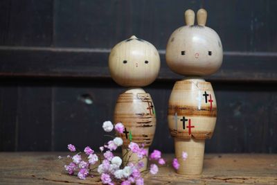 Set Vintage Sosaku Kokeshi door Maruyama Hougetsu, Japan.