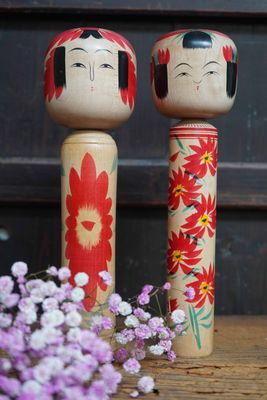 Set of 2 Vintage Traditional Kokeshi, Japan.