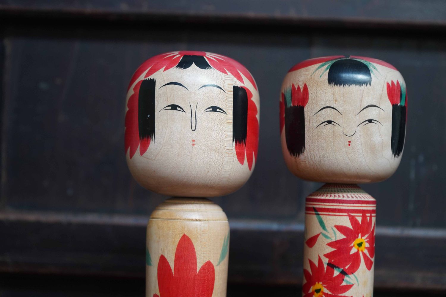 Set of 2 Vintage Traditional Kokeshi, Japan.