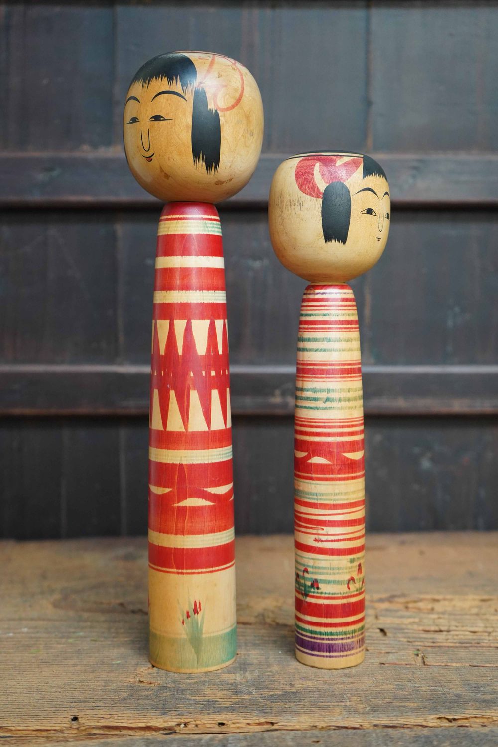 Set Vintage Traditional 'Tsuchiyu' Kokeshi by Imaizumi Genji and Watanabe Sadami, Japan. Set Vintage Traditional 'Tsuchiyu' Kokeshi by Imaizumi Genji and Watanabe Sadami, Japan.