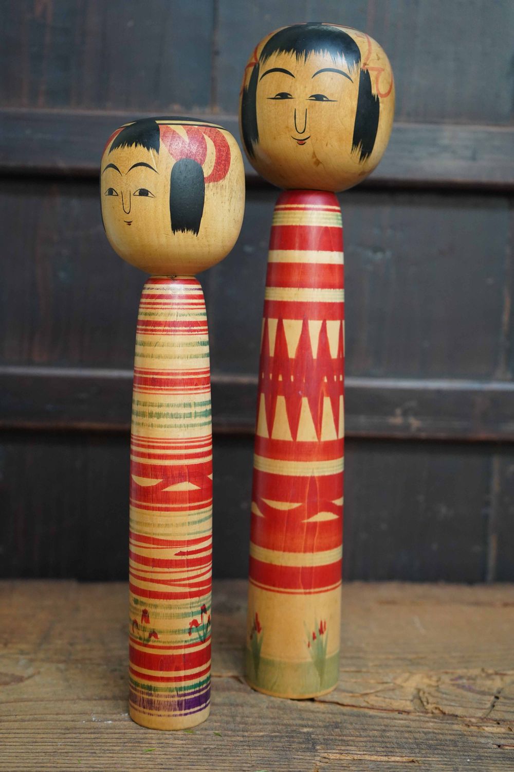 Set Vintage Traditional 'Tsuchiyu' Kokeshi by Imaizumi Genji and Watanabe Sadami, Japan. Set Vintage Traditional 'Tsuchiyu' Kokeshi by Imaizumi Genji and Watanabe Sadami, Japan.
