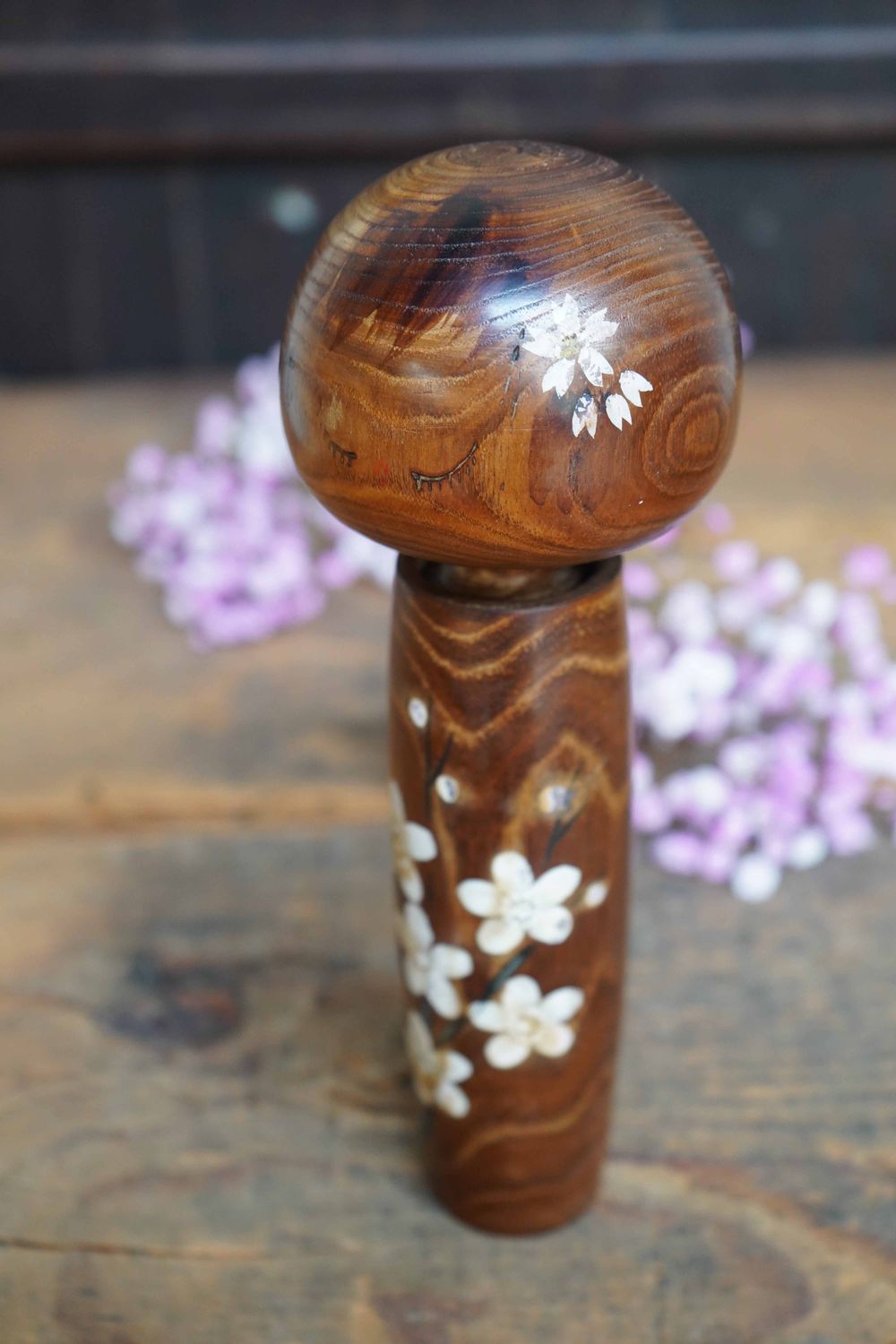 Houten Vintage Kokeshi Pop door Kazuo Takamizawa, Japan.