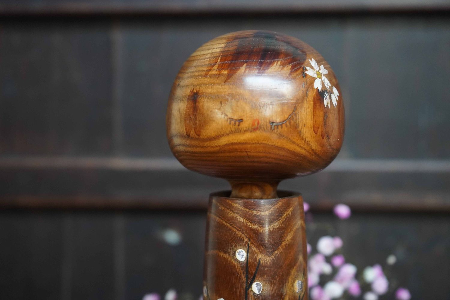 Houten Vintage Kokeshi Pop door Kazuo Takamizawa, Japan.