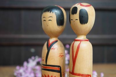 Set of 2 Vintage Traditional Kijiyama Kokeshi by Abe Heishiro, Japan.