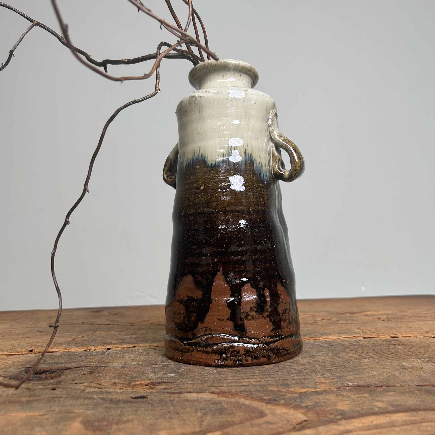 Mid Century Keramieken Ikebana Vaas, Chosen Karatsu, Japan.