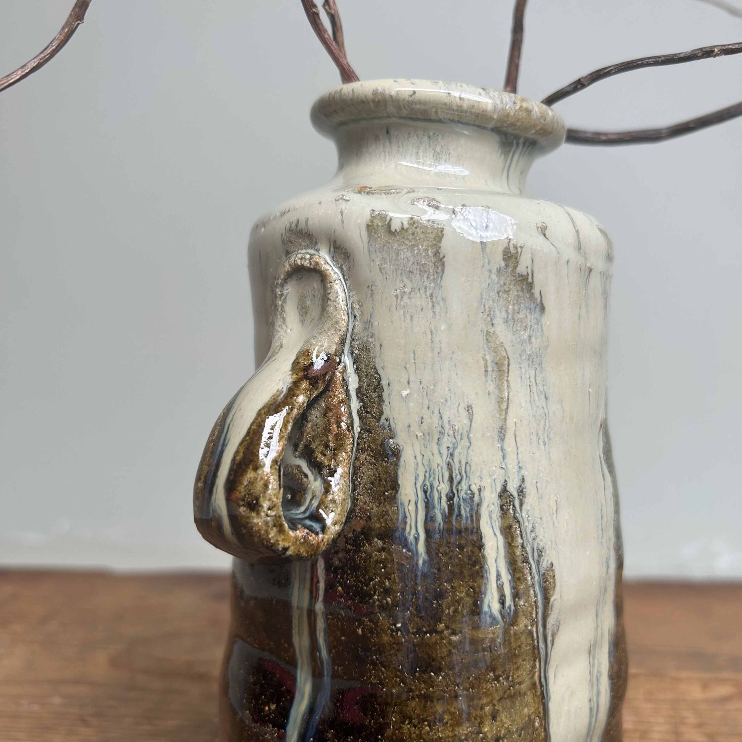 Mid Century Keramieken Ikebana Vaas, Chosen Karatsu, Japan.