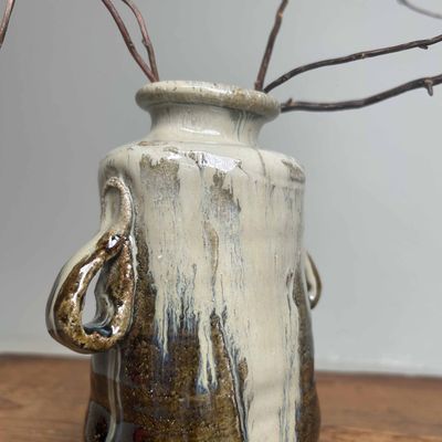 Mid-century Ceramic Ikebana Vase, Chosen Karatsu, Japan.