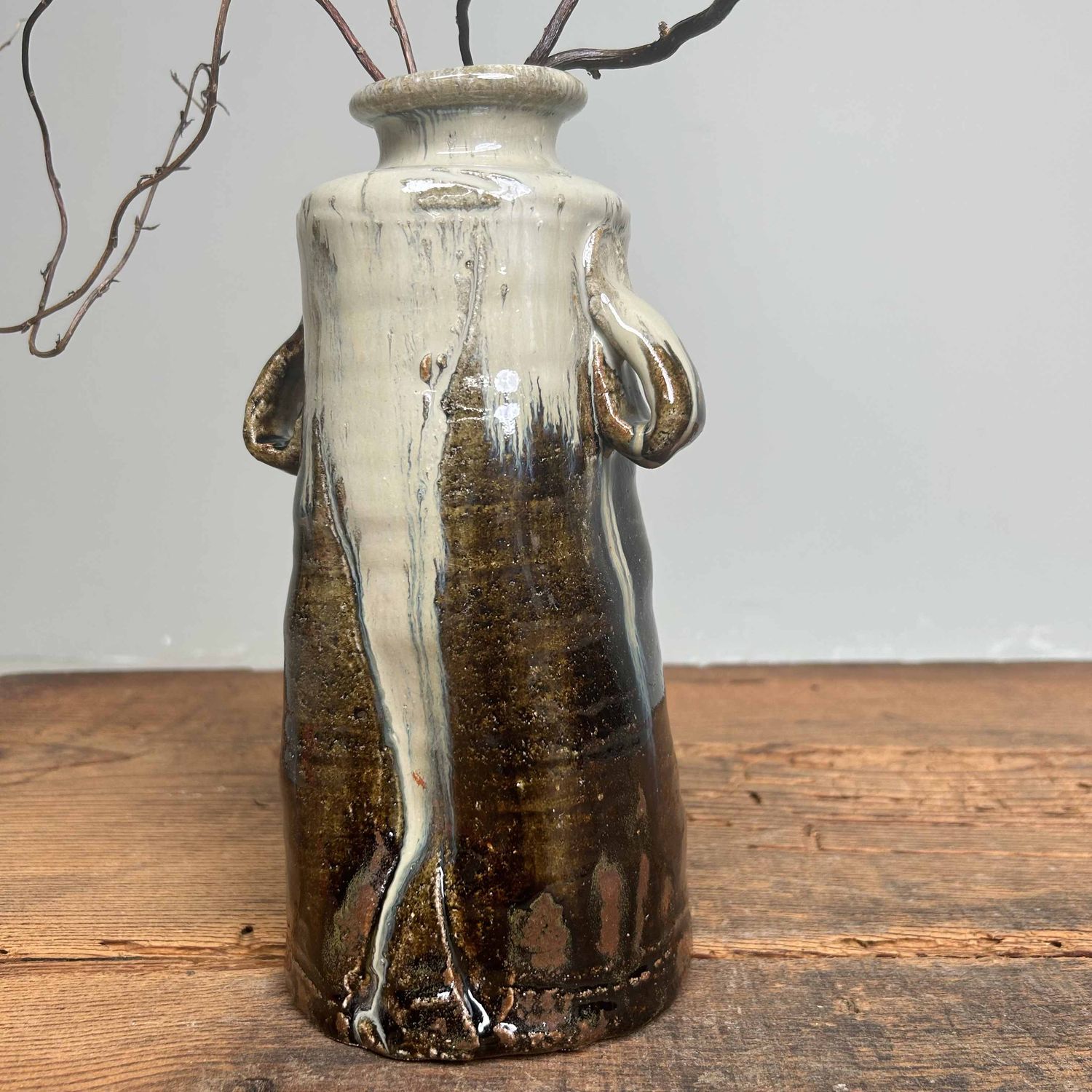 Mid Century Keramieken Ikebana Vaas, Chosen Karatsu, Japan.