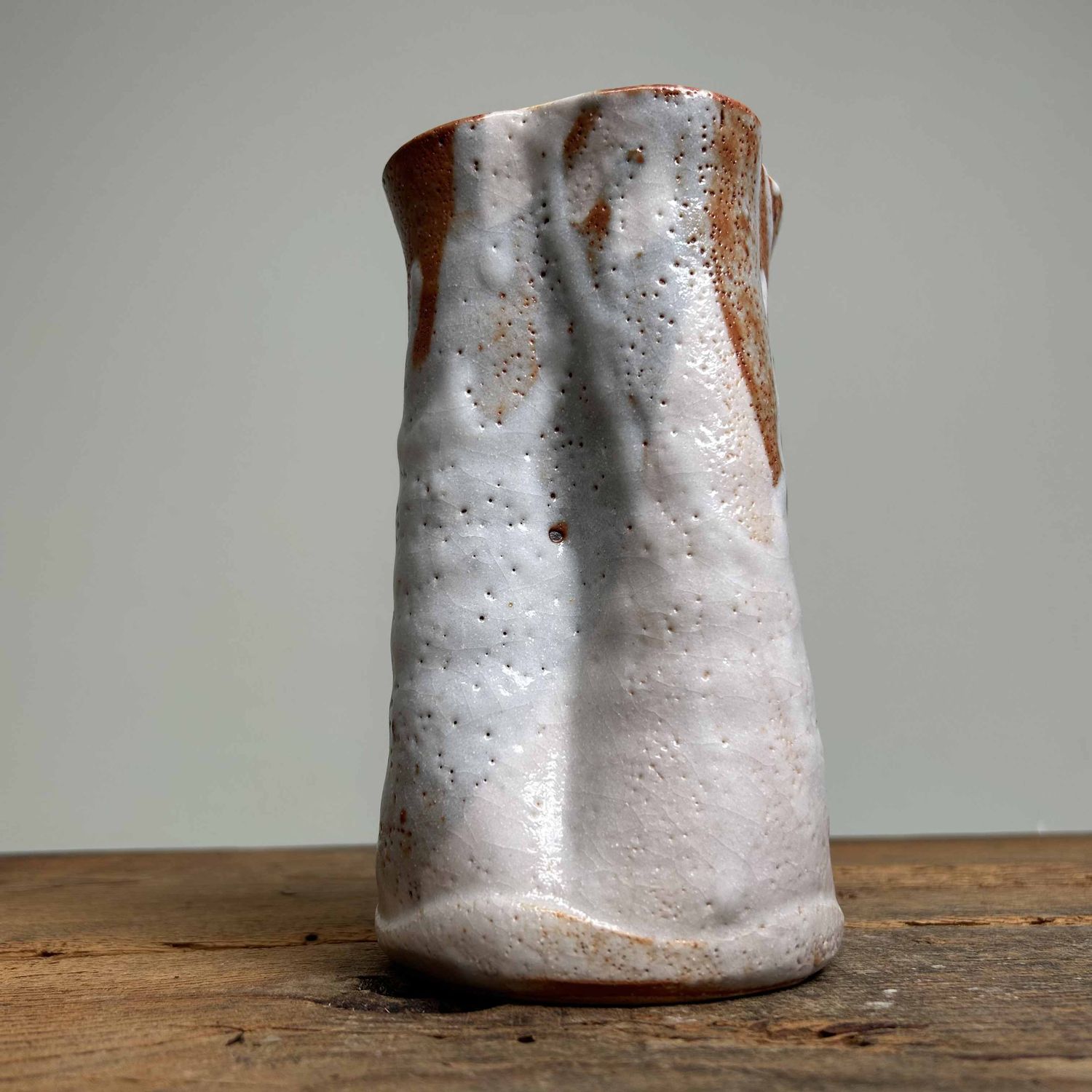 Organic Shino Ceramic Ikebana Flower Vase, Japan