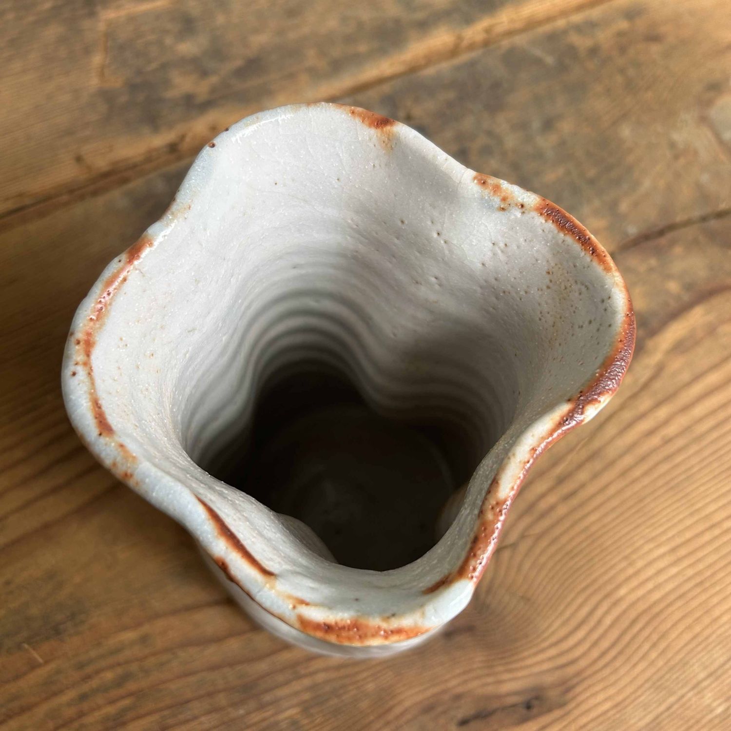 Organic Shino Ceramic Ikebana Flower Vase, Japan