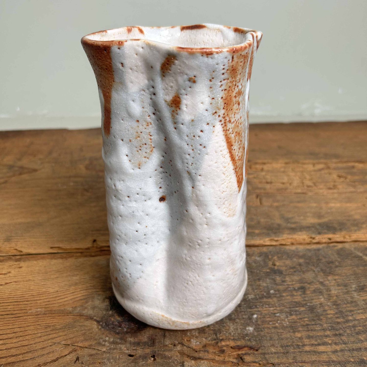 Organic Shino Ceramic Ikebana Flower Vase, Japan