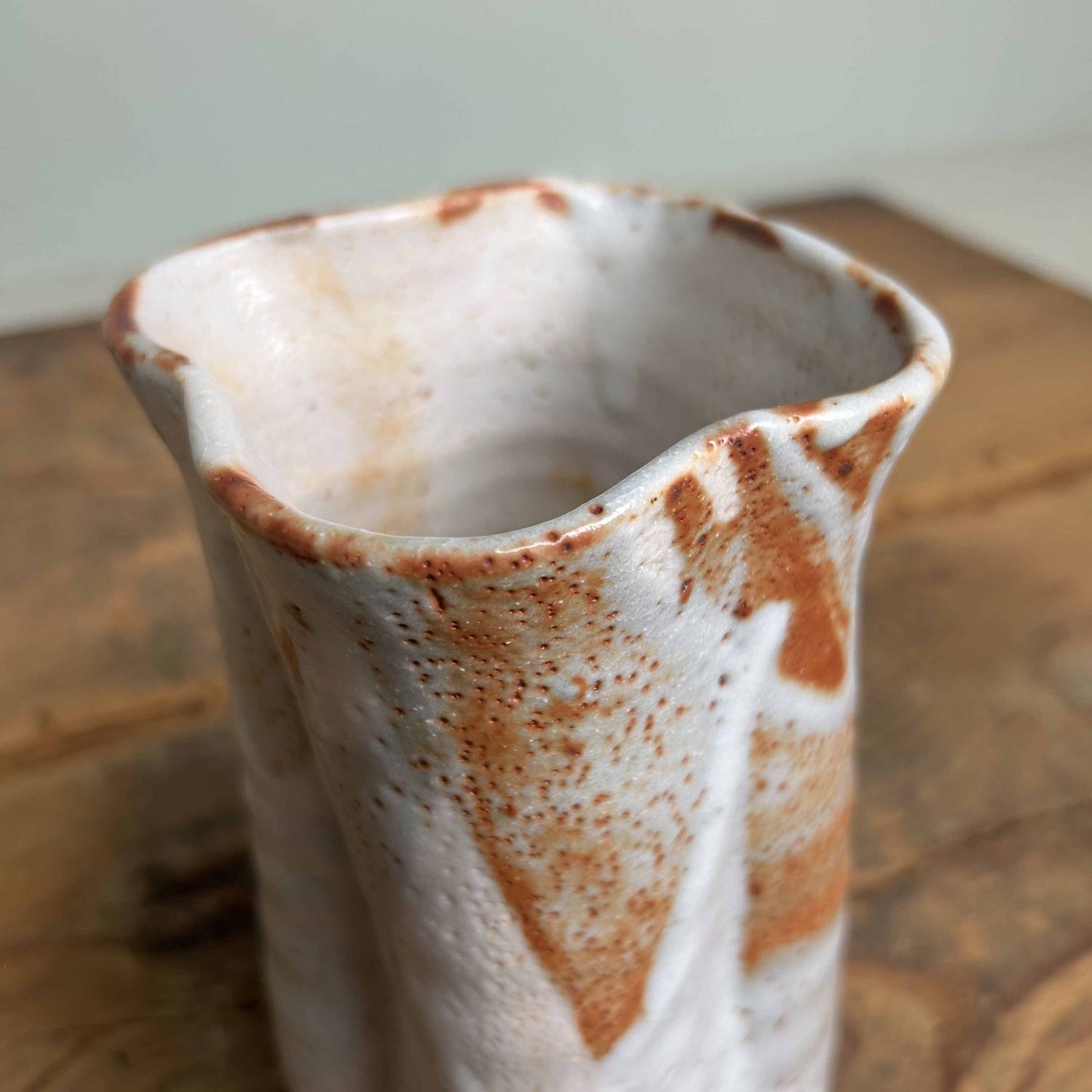 Organic Shino Ceramic Ikebana Flower Vase, Japan