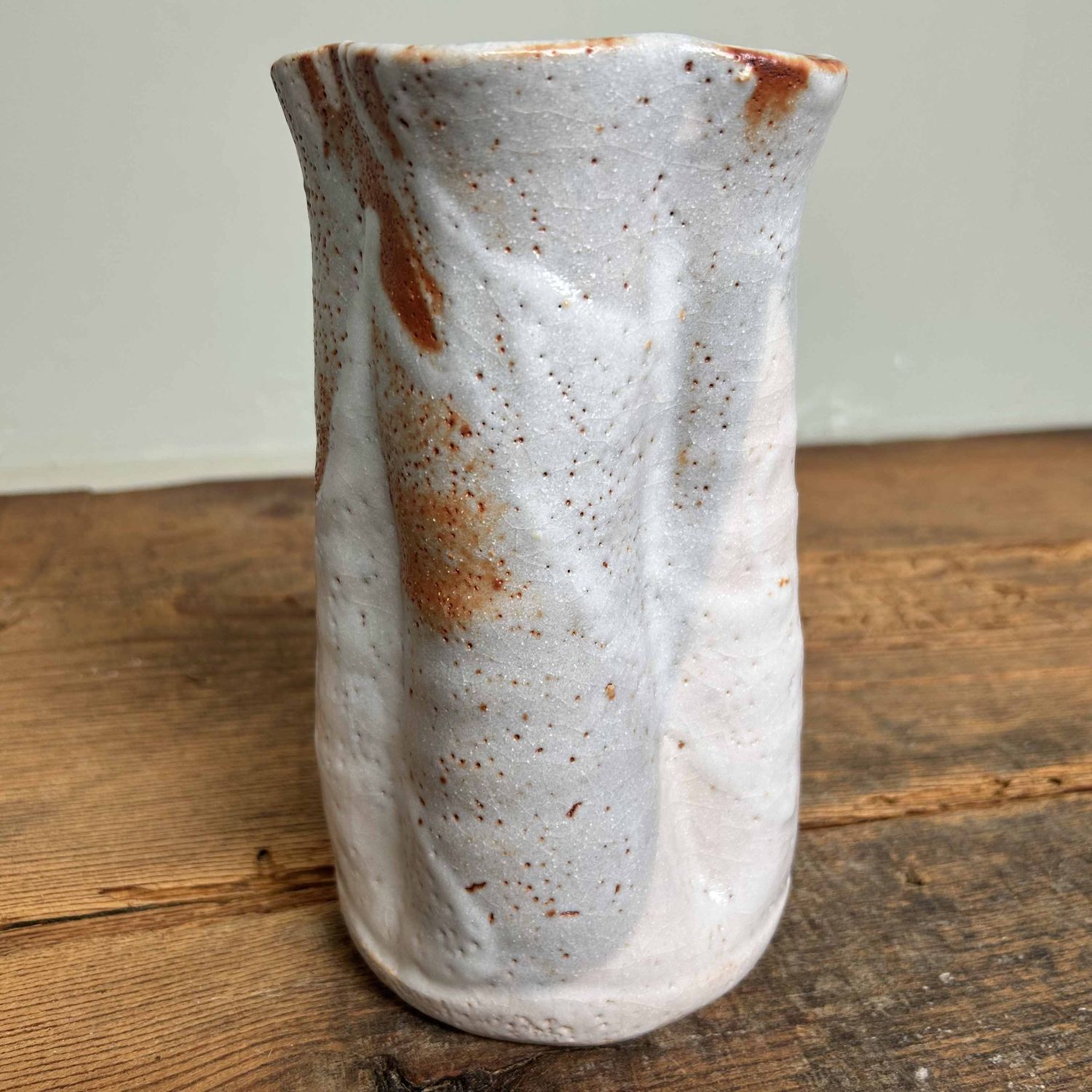 Organic Shino Ceramic Ikebana Flower Vase, Japan